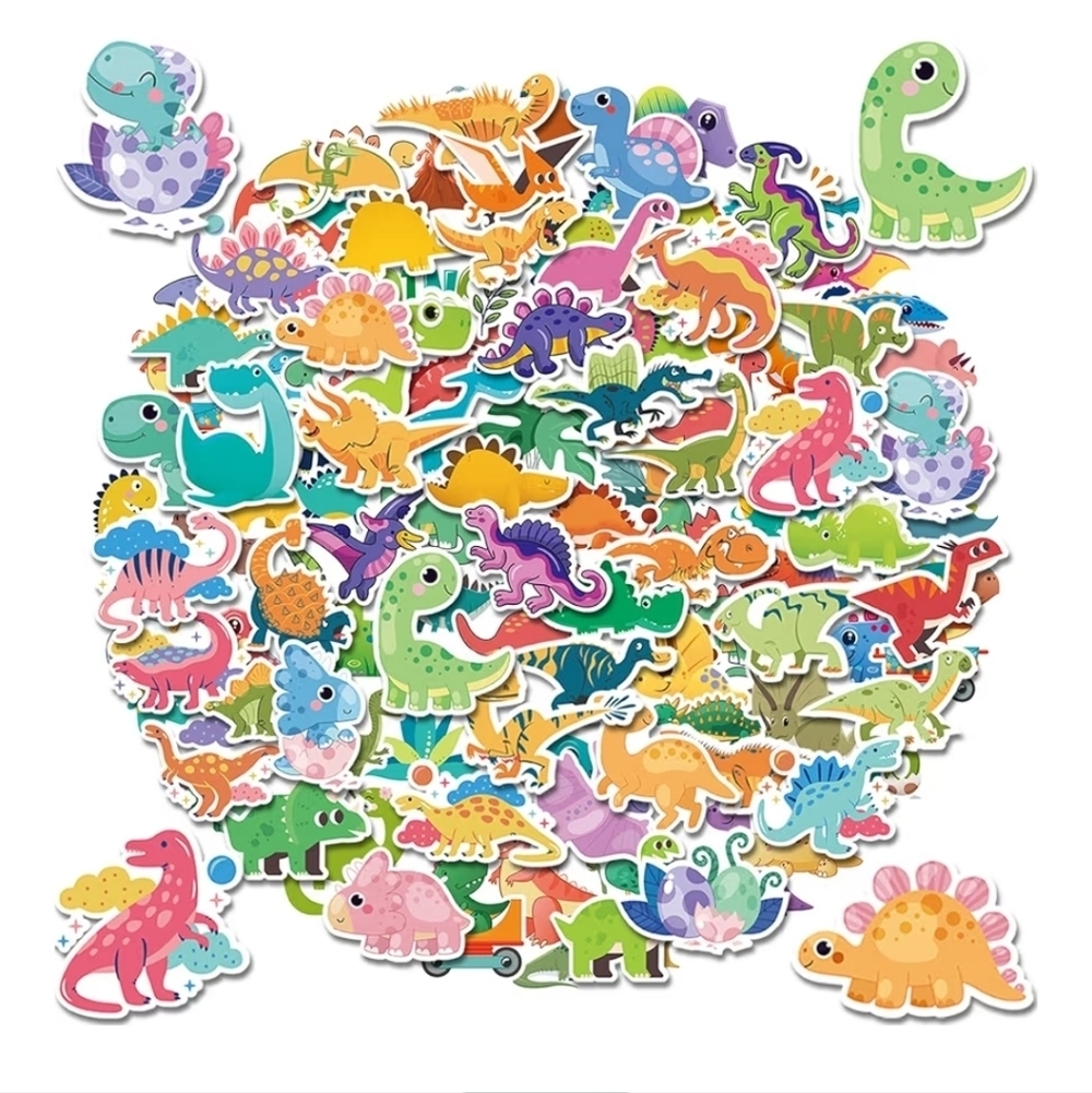 100 Pieces Colorful Dinosaur Sticker Set for Kids